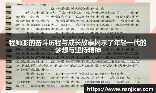 程帅澎的奋斗历程与成长故事揭示了年轻一代的梦想与坚持精神